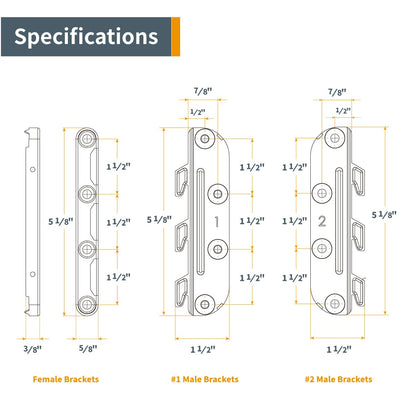 POWERTEC 71425 Soportes para rieles de cama montados en superficie con accesorios de montaje