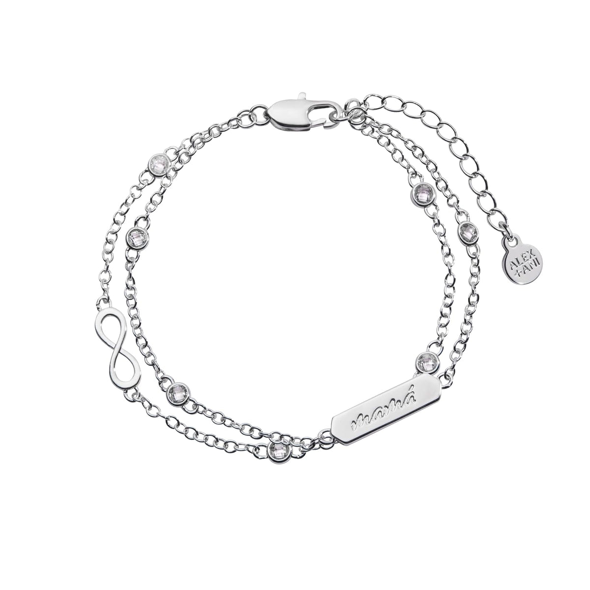 Alex and Ani Pulsera Mamá Infinito | Pulsera con Dije para Mujer | Cristal | Pulsera Ajustable para Mujer | Joyería Familiar