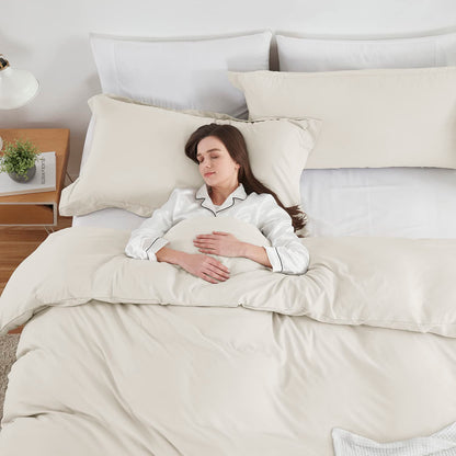 Hearth & Harbor - Juego de Cama de 3 Piezas de Cama Suave de Doble Cepillado, Incluye 1 Funda de edredón de 80 x 90 Pulgadas con Cierre de botón y 2 Fundas de Almohada