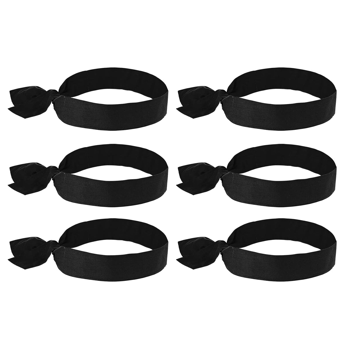 Ergodyne Chill Its 6700 - Bandana de enfriamiento, cristales de polímero evaporativo para alivio de enfriamiento, corbata para ajuste ajustable, paquete de 6, color negro