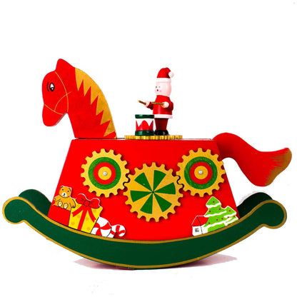 Running 11233R Figura Navideña de Madera - Caja Musical Caballo, Multicolor