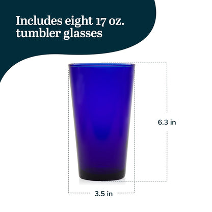 Libbey Cobalt Flare Vaso, Vasos azul cobalto (17,25 oz), 17.25 oz, 1