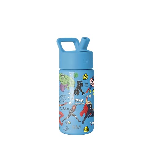 Simple Modern Marvel Avengers Kids Water Bottle with Straw Lid | Insulated Stainless Steel Reusable Tumbler Gifts for School, Toddlers, Boys | Summit Collection | 14oz, Avengers Heroes