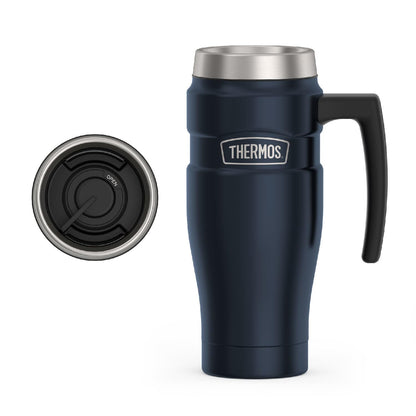 THERMOS Stainless King - Taza de viaje aislada al aspiradora, 16 onzas, azul mate