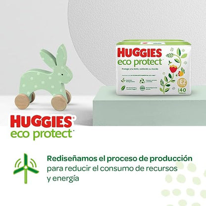 Huggies Eco Protect Pañal Desechable para bebé Unisex Etapa 2 Caja con 160 Pañales Desechables + Huggies Cuidado Puro Toallas Húmedas para Bebé Caja con 640 Piezas 8 paquetes de 80 toallitas cada una