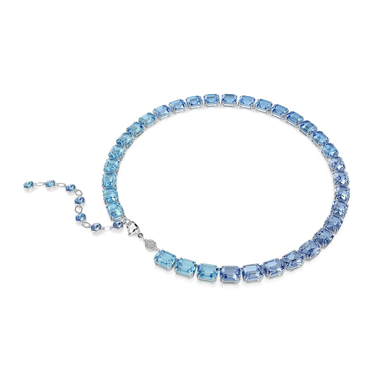 Collar Swarovski Millenia, corte octágono, degradado de color, azul, acabado rodio, Una talla, Cristal, Cristal