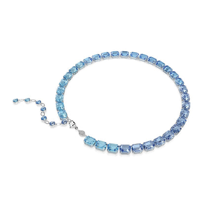 Collar Swarovski Millenia, corte octágono, degradado de color, azul, acabado rodio, Una talla, Cristal, Cristal