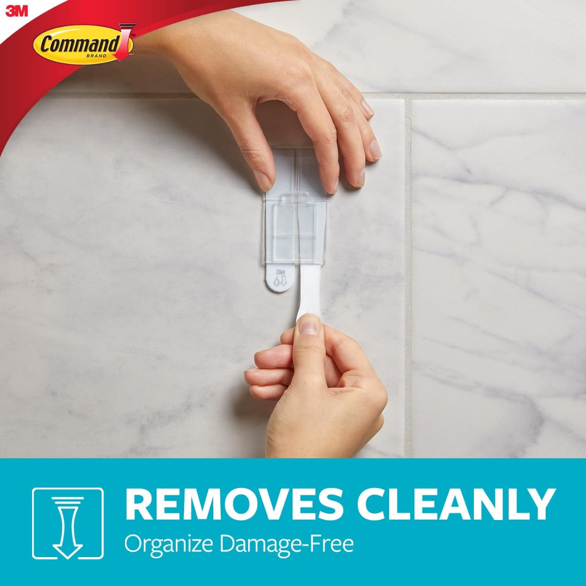 Command - Organizador de baño de níquel satinado con tiras resistentes al agua, organizador de baño, soporta hasta 6 libras