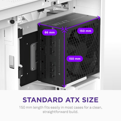NZXT C850 Gold Core - Fuente de alimentación ATX 3.1 de 850 W - 80 Plus Gold - Cybenetics Platinum - Totalmente Modular - PCIe 5.1 600W 12V-2x6 - Ventilador Zero RPM - Condensadores de 105°C - Negro