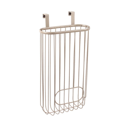 Spectrum Ashley - Soporte para bolsa de plástico sobre el gabinete (capa de níquel satinado) - Dispensador de bolsas de comestibles y reciclaje para cocina, baño, debajo del fregadero, hogar y organización de apartamentos