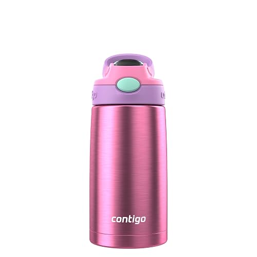 Contigo Botella de Agua para Niños Acero Inoxidable 285 ML Azalea con Popote Aubrey Antiderrames Duradero y Resistente