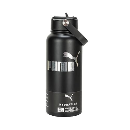 PUMA Evercat - Botella de agua de acero inoxidable de 32 onzas, Negro -, 32 Ounces