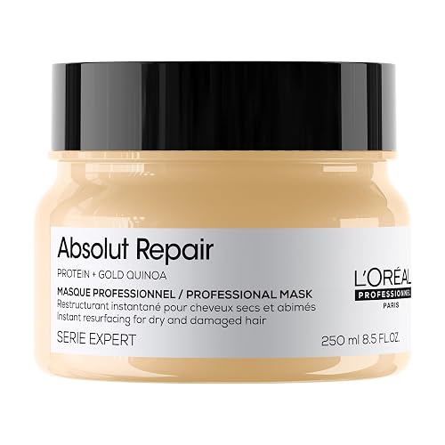 L'Oréal Professionnel Absolut Repair Golden Mask 250ml | Para cabello grueso y dañado. Mascarilla dorada reparadora que repara y da brillo con quinoa dorada y proteínas.