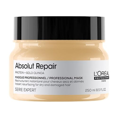L'Oréal Professionnel Absolut Repair Golden Mask 250ml | Para cabello grueso y dañado. Mascarilla dorada reparadora que repara y da brillo con quinoa dorada y proteínas.