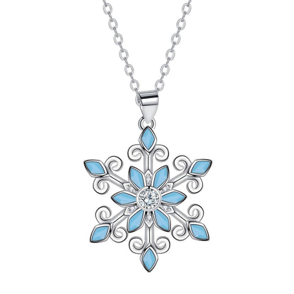 XYPHIELLE Collar de Copo de Nieve para Mujer, Dije de Circonitas Brillante, Collar de Plata, Regalo de Navidad para Novia Esposa Mamá
