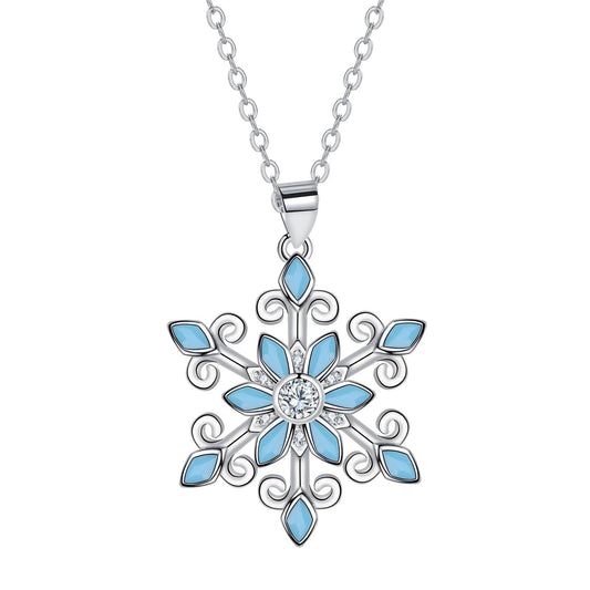 XYPHIELLE Collar de Copo de Nieve para Mujer, Dije de Circonitas Brillante, Collar de Plata, Regalo de Navidad para Novia Esposa Mamá