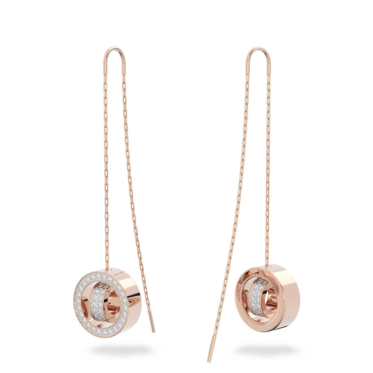 Swarovski Hollow Earrings, White Crystals, Rhodium & Rose Gold Tone Finish