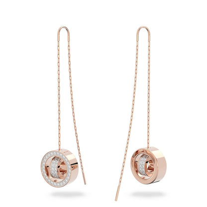 Swarovski Hollow Earrings, White Crystals, Rhodium & Rose Gold Tone Finish