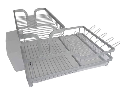 Nuvo 2415-3120 Escurridor Trastes de Aluminio con 2 Niveles con Portacubiertos y Charola