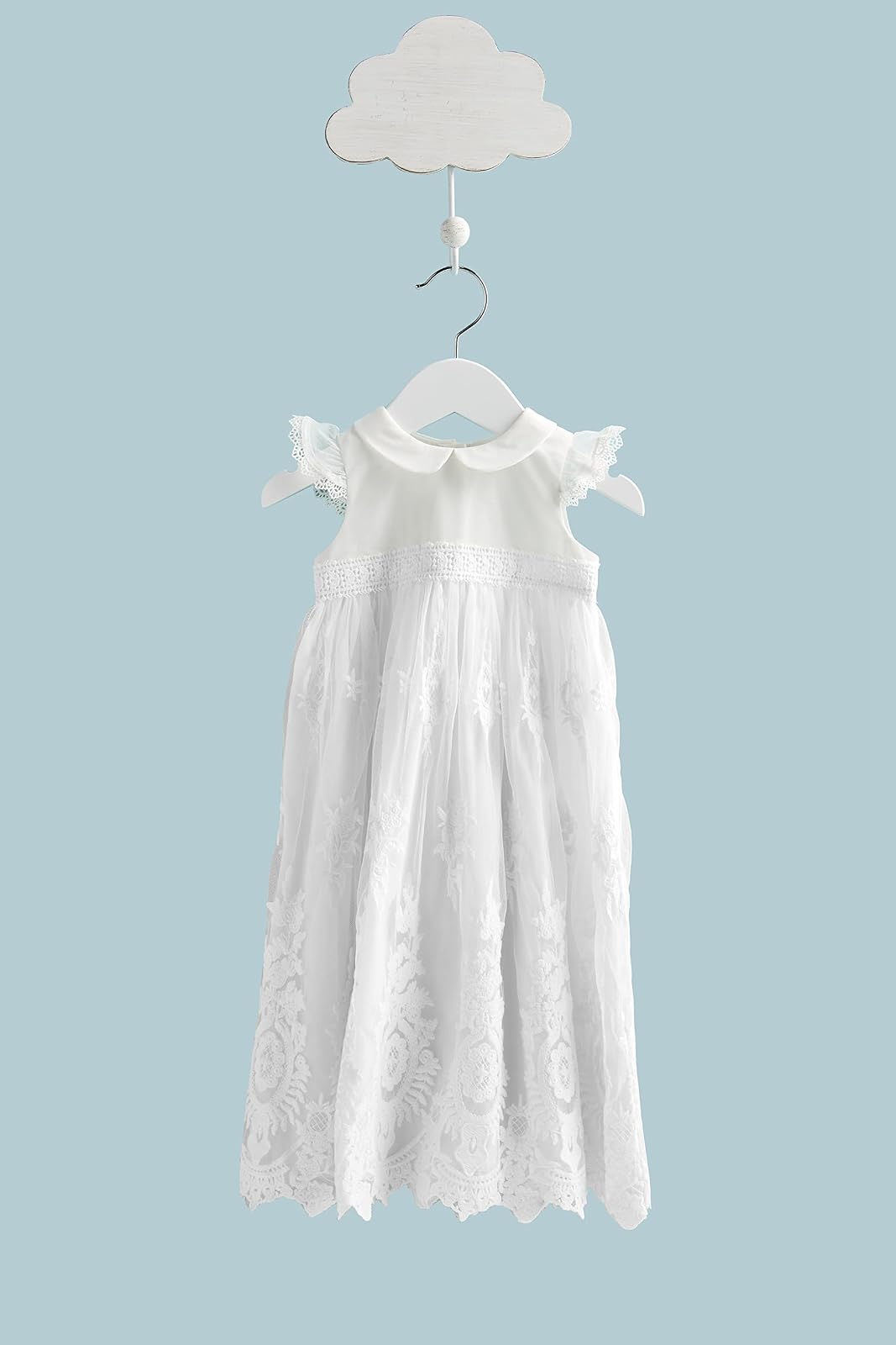 Mud Pie Bata de bautizo para niñas, color blanco, 0-6 meses, Blanco, 0-6 Meses