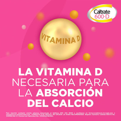 Caltrate Suplemento de Calcio 600 +D 600mg / 400 UI 2 Pack de 60 tabletas + 30 tabletas