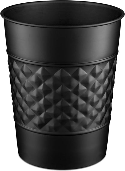 Monarch Abode - cubeta de basura de metal con relieve geométrico hecho a mano para oficina en casa, cesta de basura decorativa, moderno cubeta de basura de baño, duradero y decorativo, cubeta de