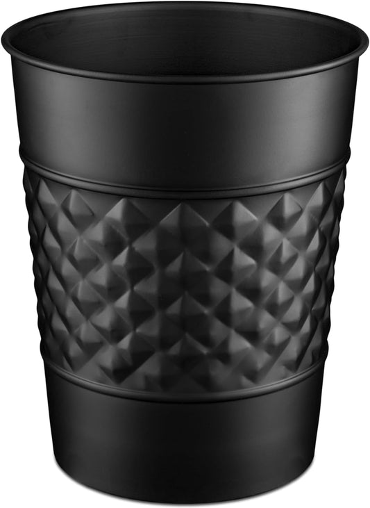 Monarch Abode - cubeta de basura de metal con relieve geométrico hecho a mano para oficina en casa, cesta de basura decorativa, moderno cubeta de basura de baño, duradero y decorativo, cubeta de