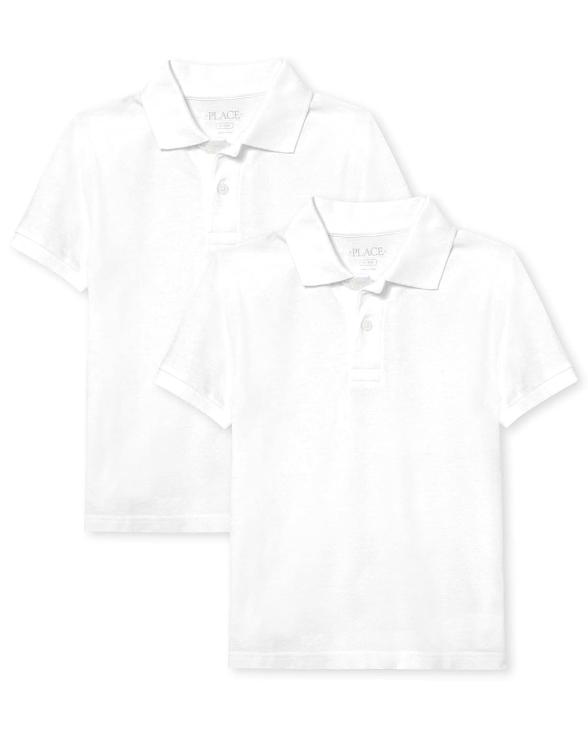 The Children's Place Polo de Manga Larga, Paquete de Dos Camisa para Niños - Blanco 2-PAQUETES - XL