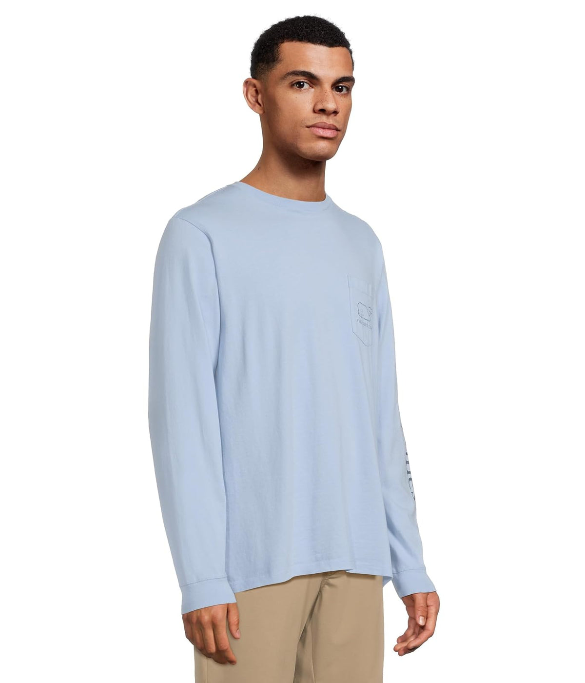 Vineyard Vines Playera clásico de Manga Larga con Bolsillo de Ballena Camiseta para Hombre
