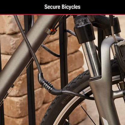 Master Lock - Juego de cerradura de bicicleta con combinación preestablecida, color negro, con un revestimiento de vinilo resistente a la intemperie para equipos al aire última intervensión,