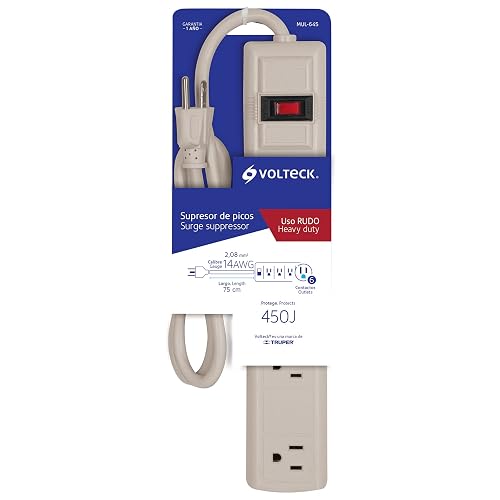 Volteck MUL-645, Multicontacto uso rudo, 6 entradas, supresor, 450 joules