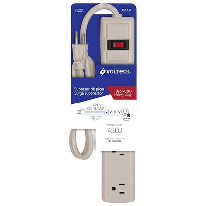 Volteck MUL-645, Multicontacto uso rudo, 6 entradas, supresor, 450 joules