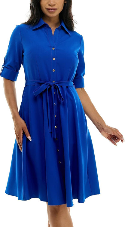 Sharagano Vestido Camisero Plisado con Botones para Mujer - Surf the Web - 18