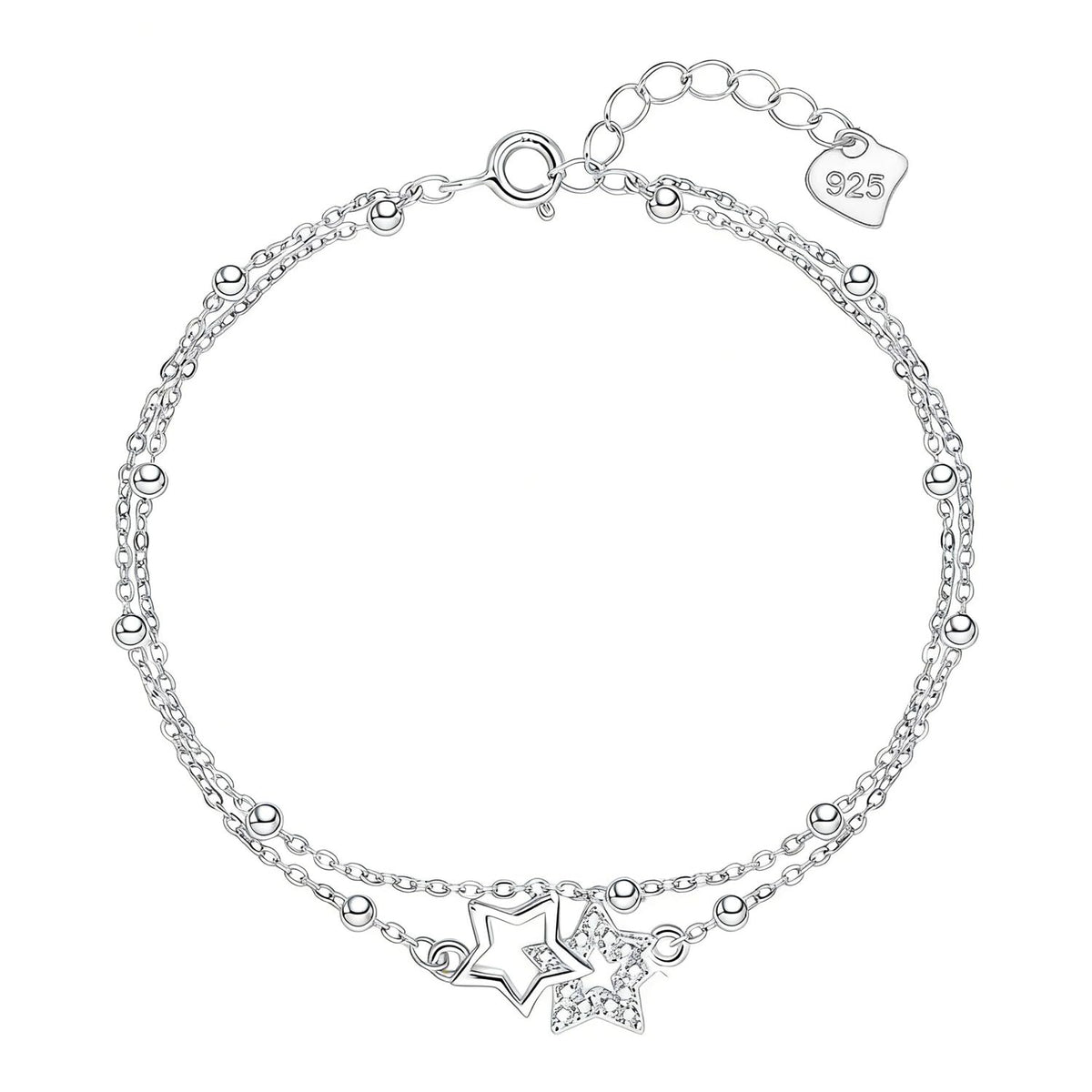 XYPHIELLE Pulsera de Plata 925 para Mujer - Brazalete Estrella Ajustable, Joyería Fina, Regalo Elegante para Madre, Novia, Esposa, Amiga, Cumpleaños, Aniversario, San Valentín