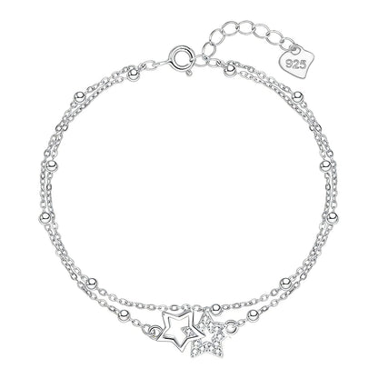 XYPHIELLE Pulsera de Plata 925 para Mujer - Brazalete Estrella Ajustable, Joyería Fina, Regalo Elegante para Madre, Novia, Esposa, Amiga, Cumpleaños, Aniversario, San Valentín