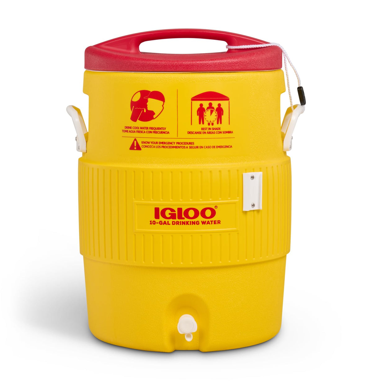 Igloo Enfriador Industrial de Bebidas de 10 galones, Amarillo/Rojo/Blanco