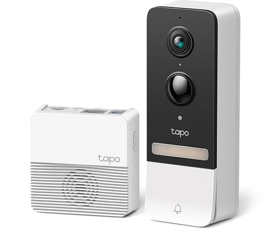 TP-Link Tapo Timbre de Video sin Cable con hub, visión Nocturna de Color de 2K 5MP, batería de hasta 180 días, Audio de 2 vías, Respuesta rápida, Vista de Cabeza a pie, Funciona con Alexa y Google