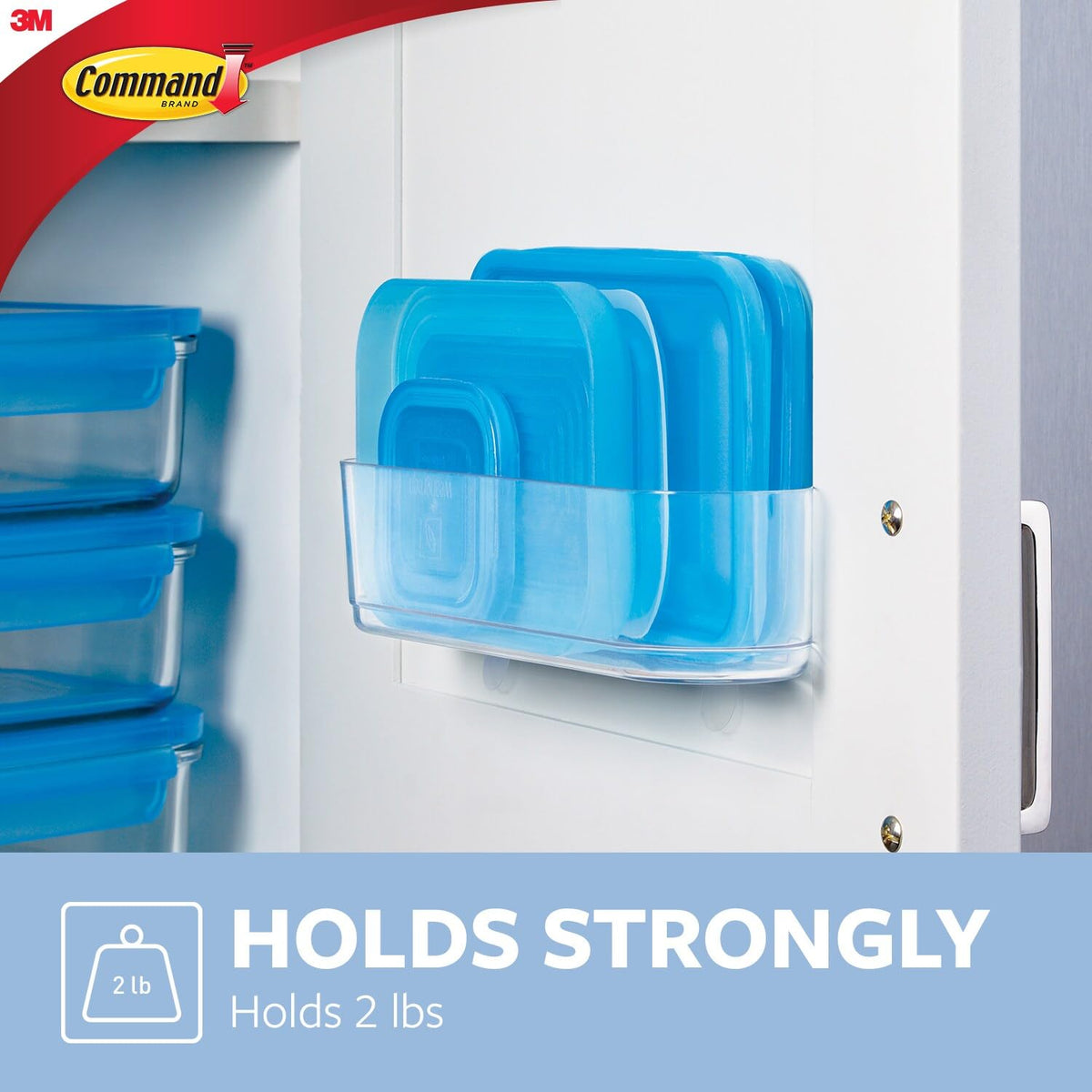 Command - Cesta mediana con capacidad para hasta 2 libras, 7.5 x 2.1 x 2.1 pulgadas, 1 cesta con 4 tiras de comando, organización sin daños para montaje en pared en gabinete, cocina, despensa, clóset
