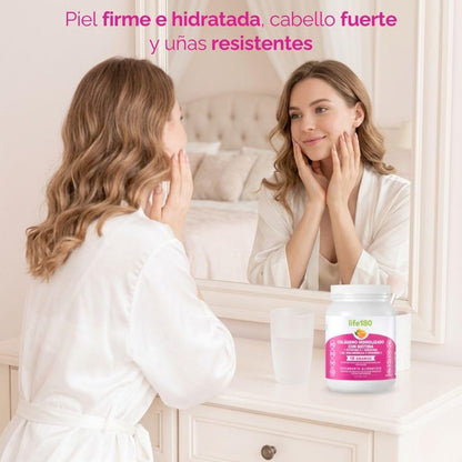 Life180 Dúo Colágeno Hidrolizado Biotina y Vitamina E Sabor Naranja Pack de 2
