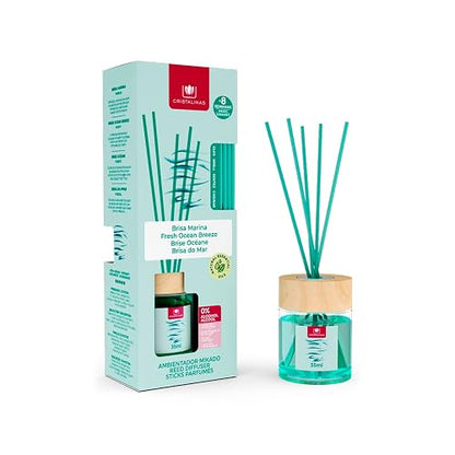 Cristalinas Ambientador de Cañas Ratán 3 Pack, Difusor sin Alcohol, Brisa Marina 40ml