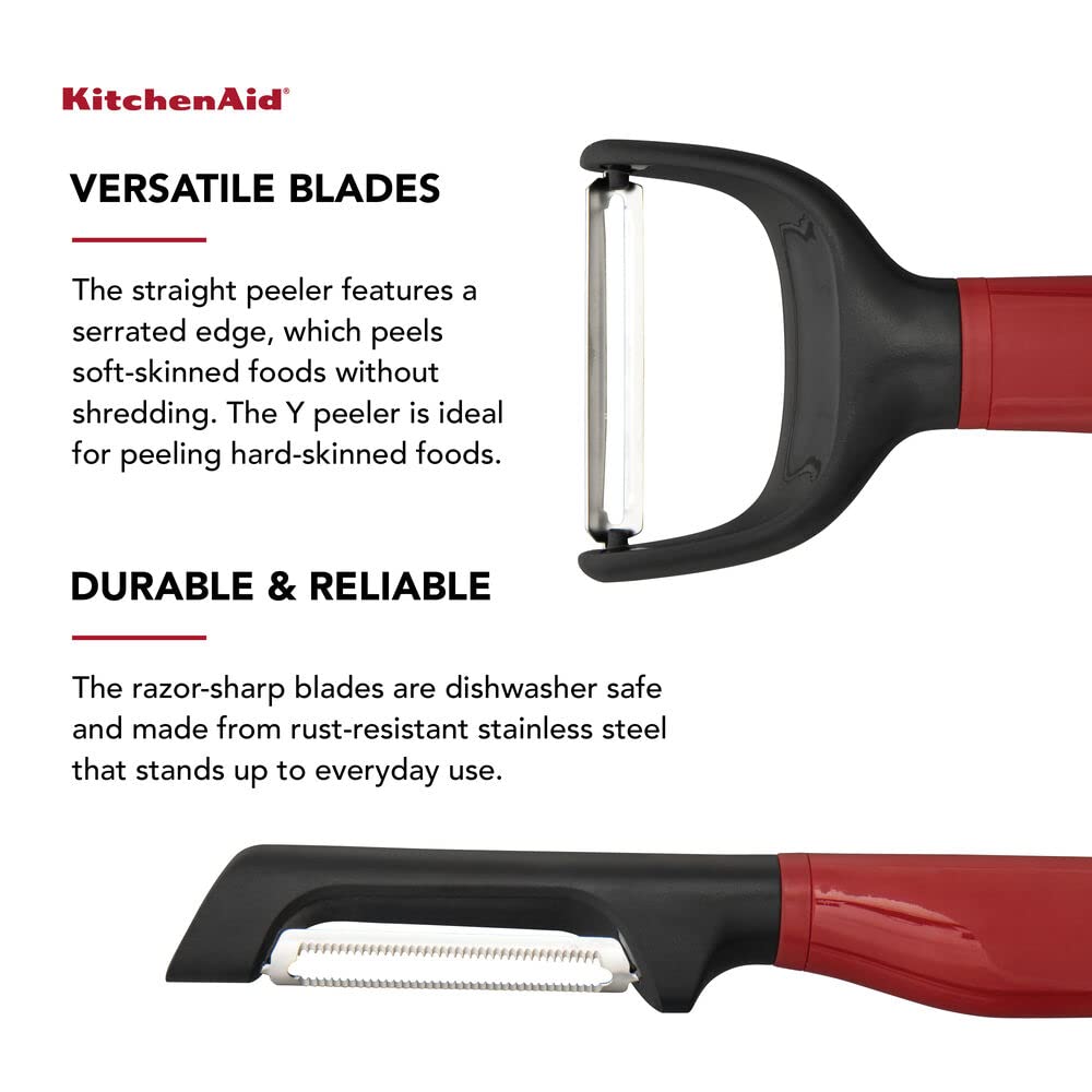 KitchenAid - Juego de peladores universales en Y y Euro, 2 piezas, rojo imperio