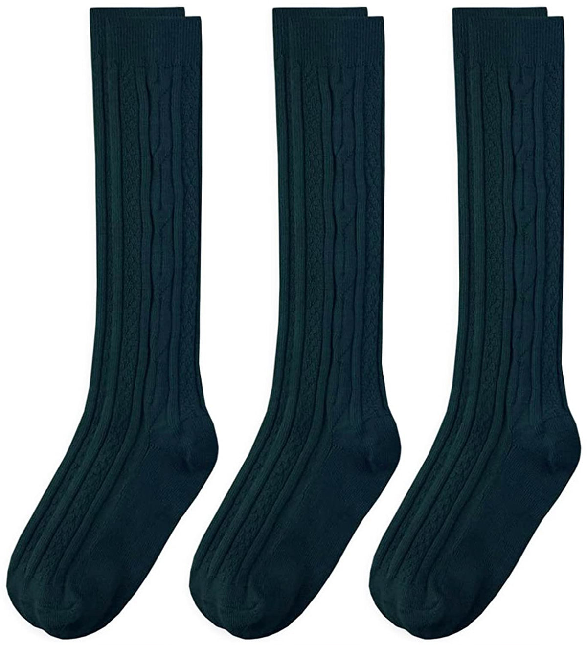 Jefferies Socks Calcetines Altos hasta la Rodilla para Niña, Paquete de 3 - CH - Hunter