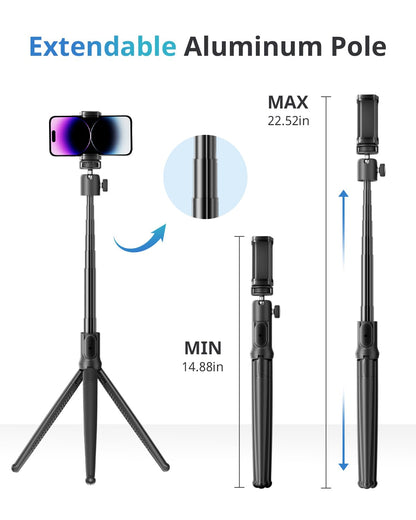 UBeesize - Trípode Extensible para teléfono, trípodes Flexibles con Control Remoto, Palo Selfie 3 en 1 con Soporte Gopro, Soporte para iPhone para grabación, volgging, transmisión en Vivo Apto para