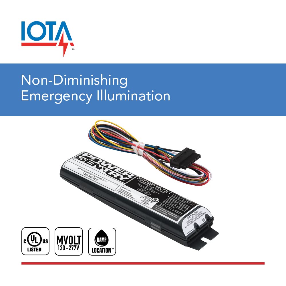Lithonia Lighting Balasto de emergencia de desconexión rápida de 1400 lúmenes Power Sentry de 1400 lúmenes para Sentido de batería MV14TD de Lithonia Lighting para luminarias fluorescentes, Paquete de batería, 500L Back Up, Negro
