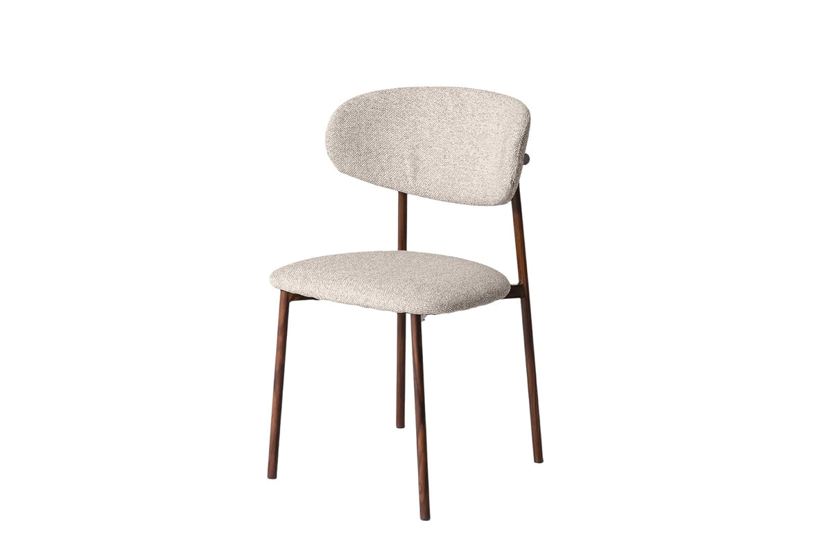 TUGOW Silla para Comedor Tapizada con Asiento Acolchado Color Biege - Madera Industrializada, Metal y Tela
