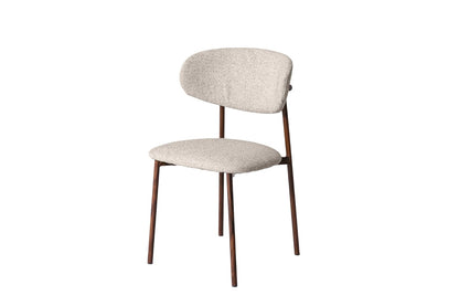 TUGOW Silla para Comedor Tapizada con Asiento Acolchado Color Biege - Madera Industrializada, Metal y Tela