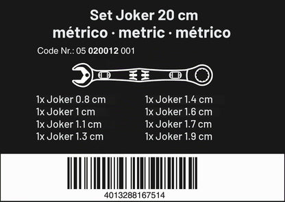 Wera - Juego de llaves de trinquete de anillo abierto Joker, pulgadas