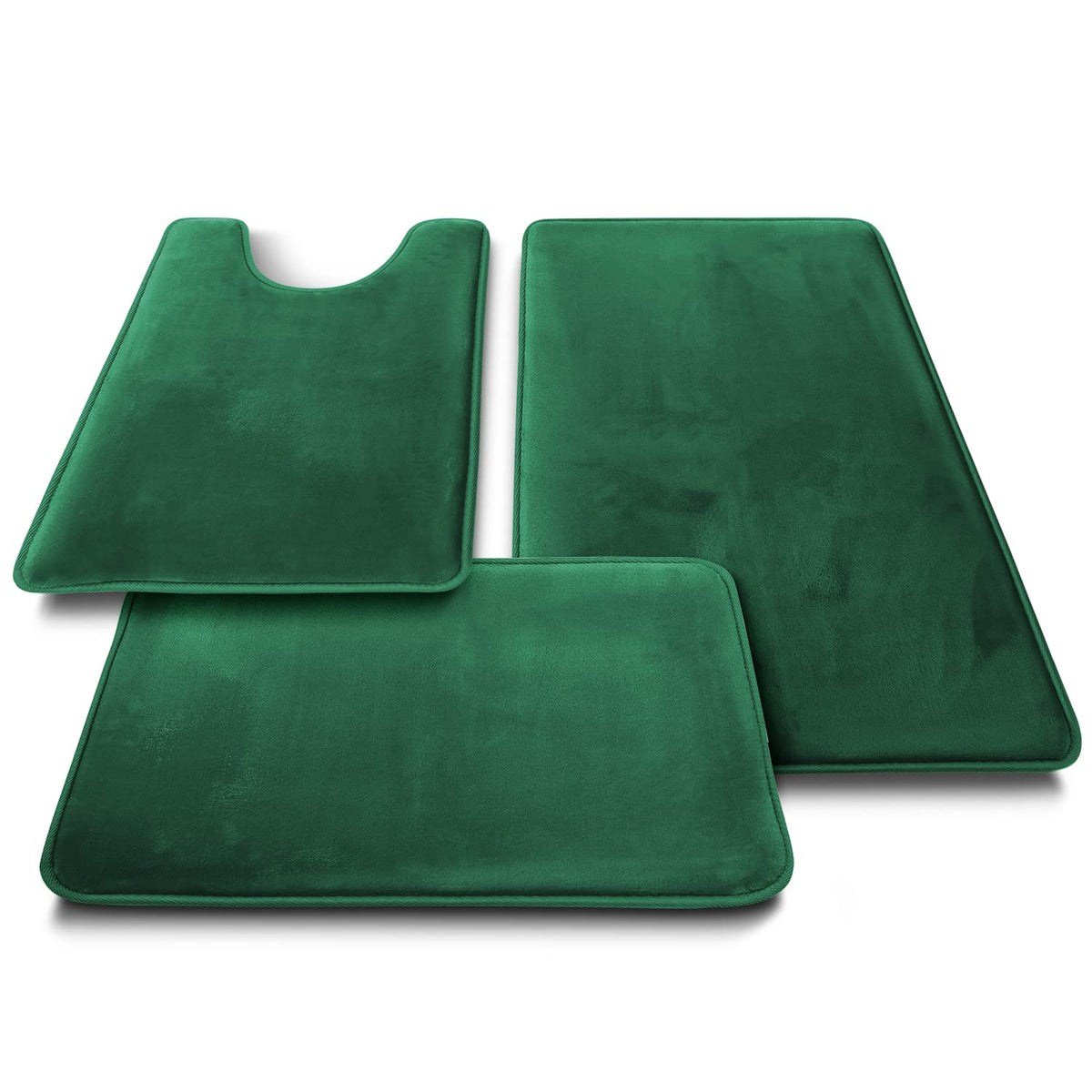 Clara Clark Alfombra de baño Ultra Suave, Antideslizante y Absorbente, de Espuma viscoelástica de Terciopelo, 17 x 24/20 x 32 / Contorno - Verde Cazador