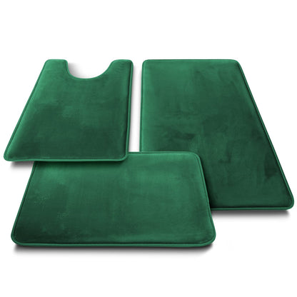 Clara Clark Alfombra de baño Ultra Suave, Antideslizante y Absorbente, de Espuma viscoelástica de Terciopelo, 17 x 24/20 x 32 / Contorno - Verde Cazador