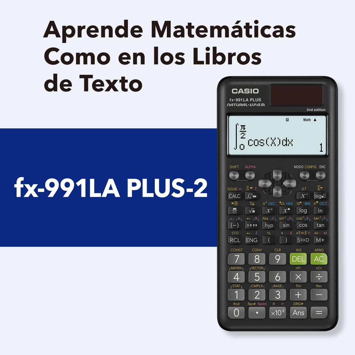 Casio Calculadora Científica, fx-991LA Plus-2, 417 Funciones, Nivel Preparatoria y Universidad, Color Negro